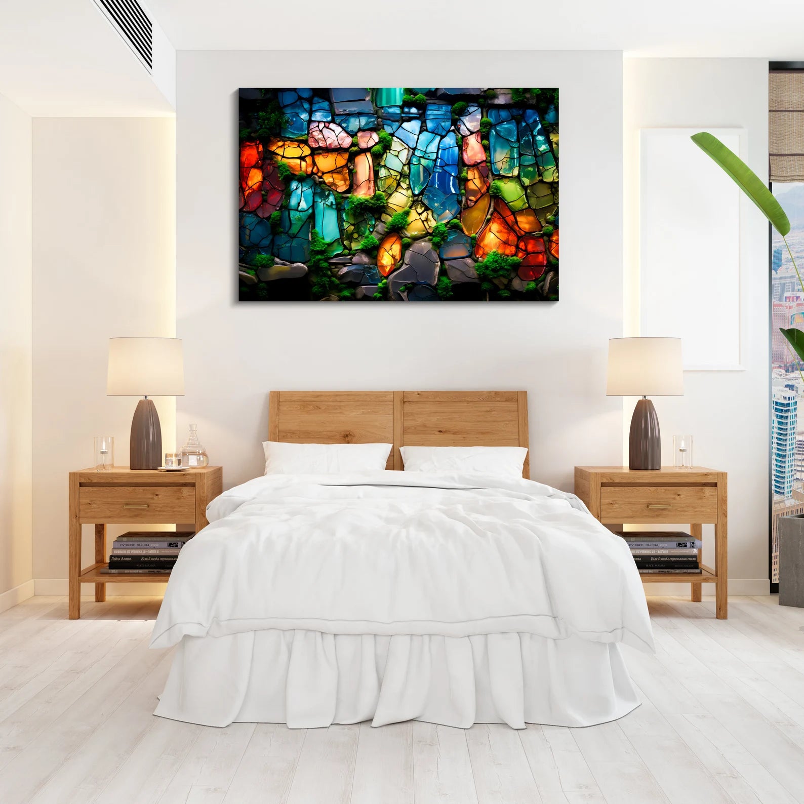 Moss & Gems Luxury Wall Art – Crystal AcrylGlass Print, Extra Large