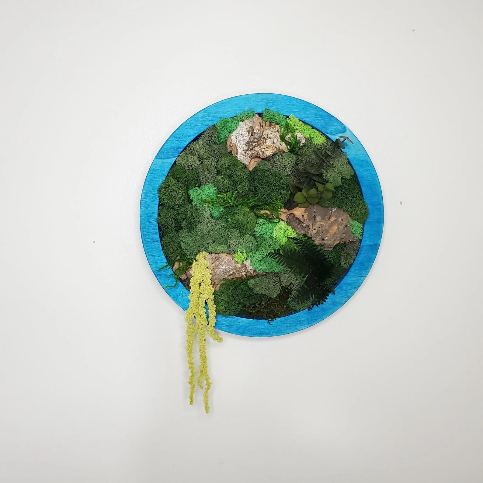 Boho Honeycomb Moss Wall Art – Hexagonal Botanical Frame Set