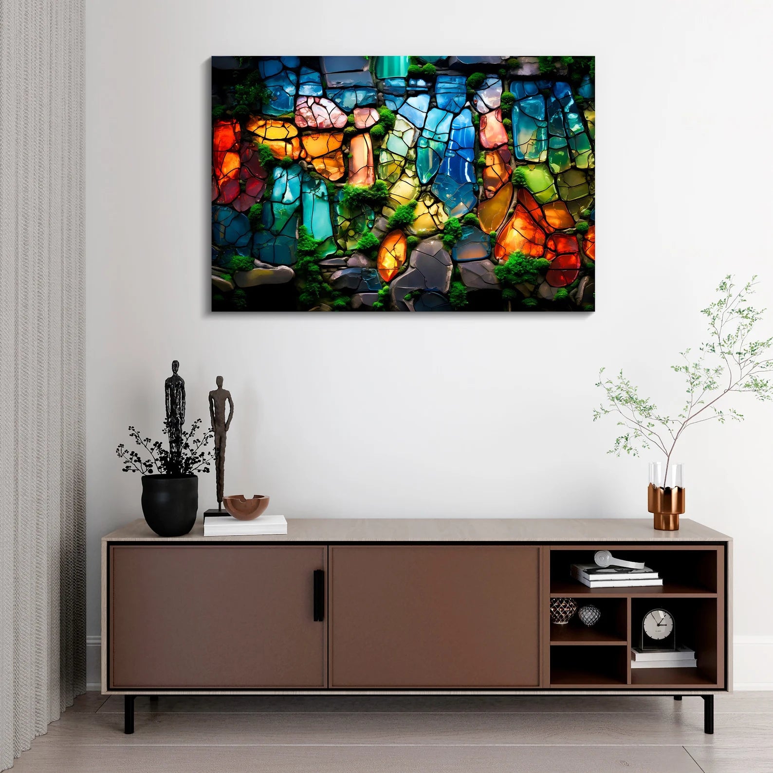 Moss & Gems Luxury Wall Art – Crystal AcrylGlass Print, Extra Large