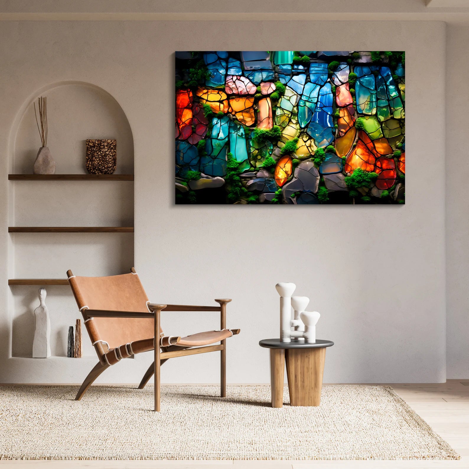Moss & Gems Luxury Wall Art – Crystal AcrylGlass Print, Extra Large