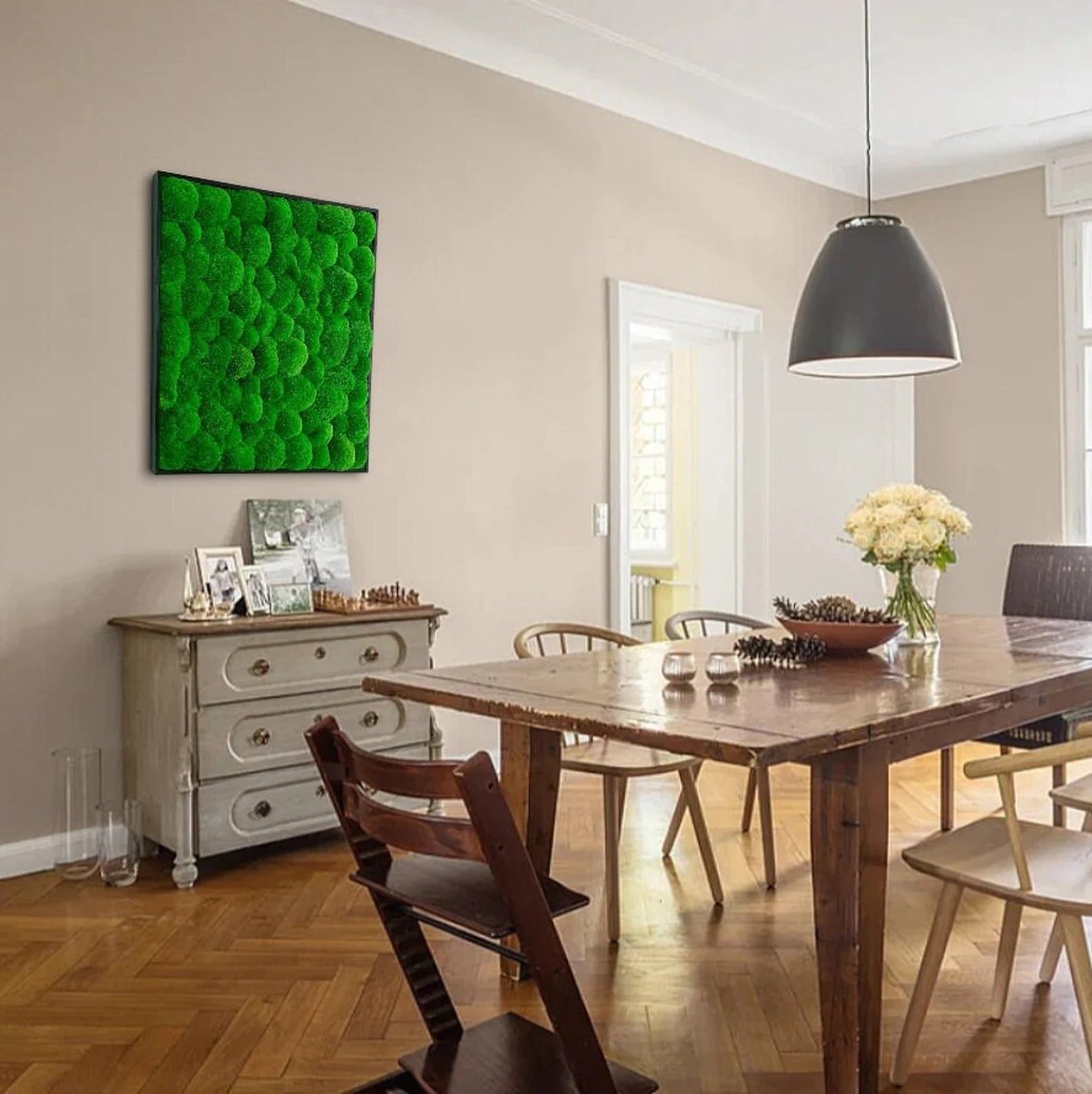 Bun Moss Wall Art – Premium Moss Picture with Logo for Living Room, Office & Large Spaces