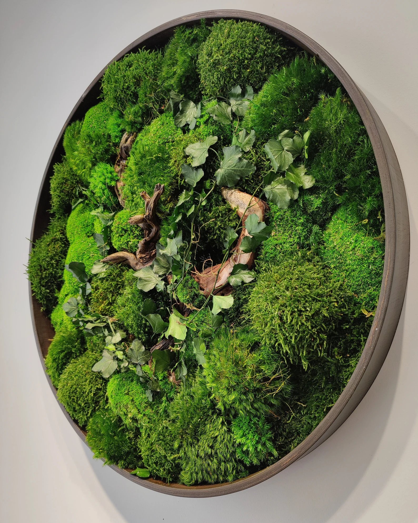 Round Moss Wall Art – Handmade Preserved Green Decor | Eco-Friendly Botanical Accent Frame
