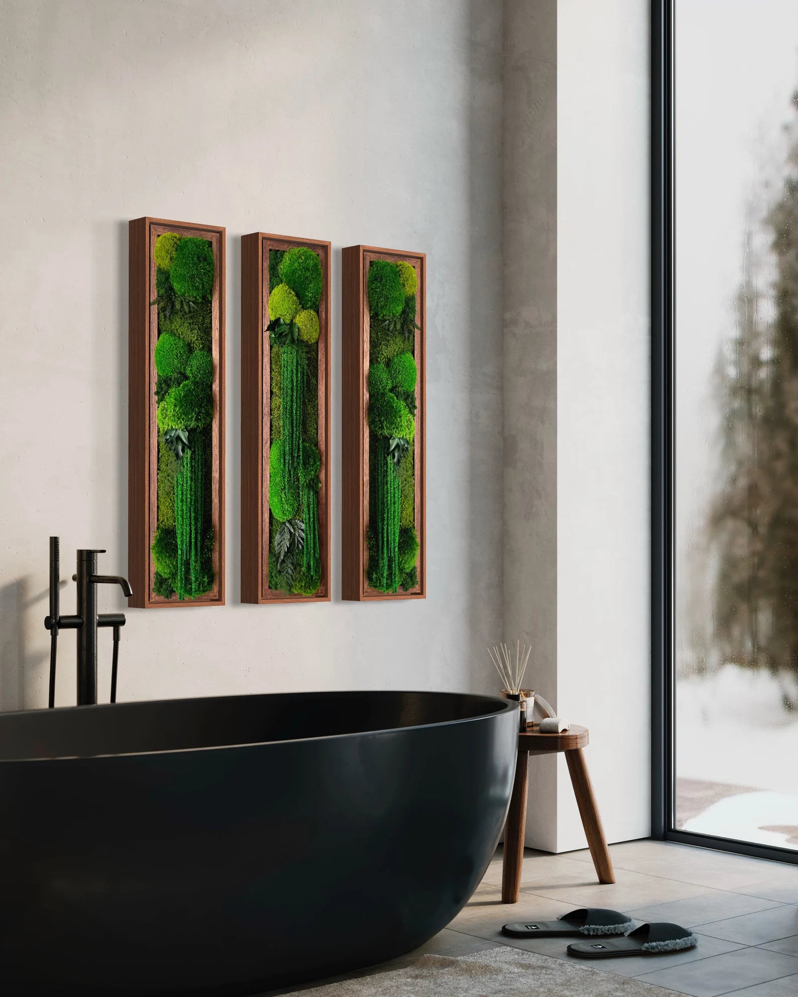 Preserved Moss Wall Art – Natural Greenery Panel with Ferns | Moss Wall Decor