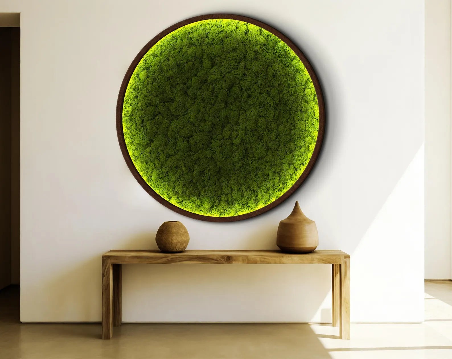 LED Moss Wall Art – Extra Large Natural Dried & Preserved Moss Décor for Aesthetic Interiors