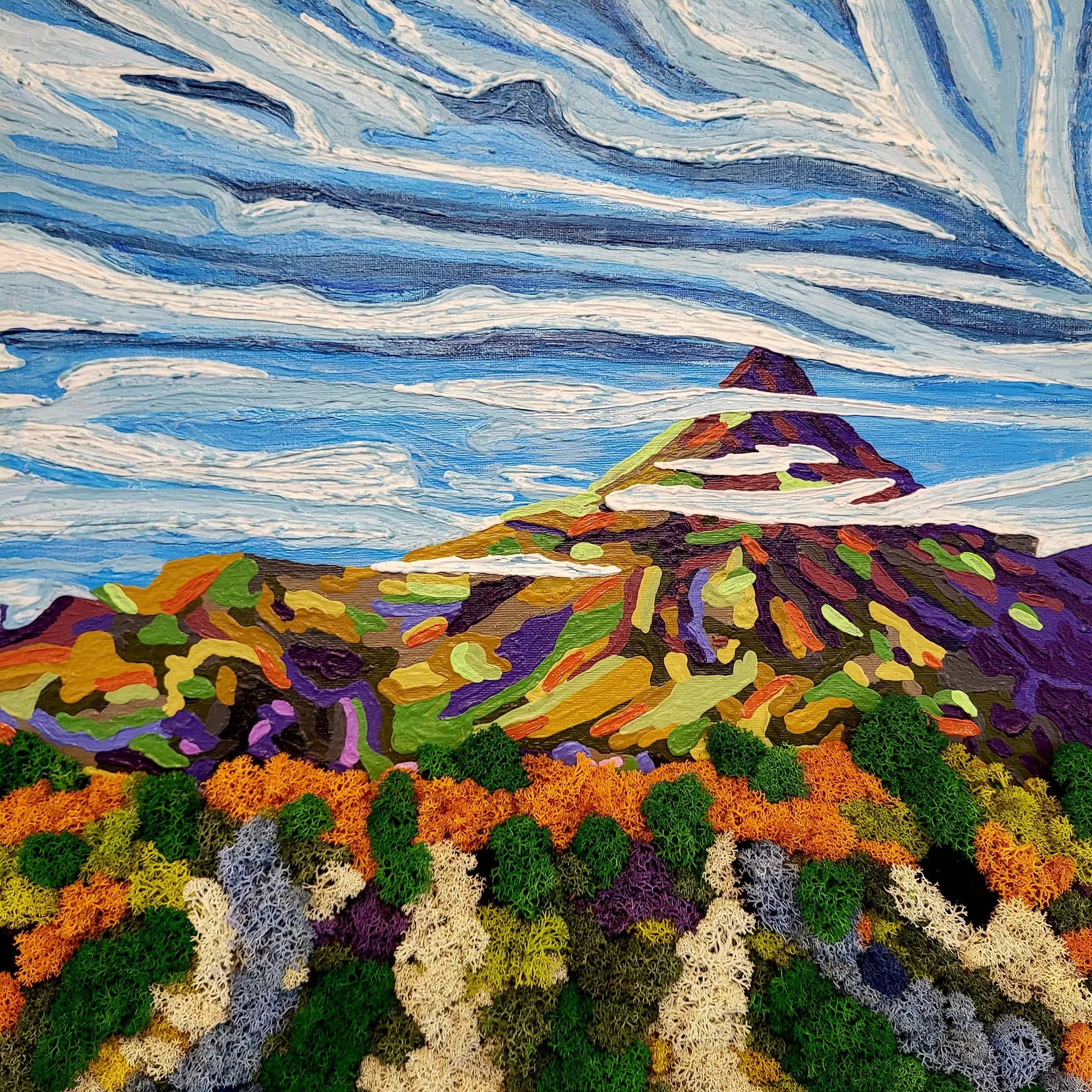 Eco Moss Painting | Handmade Mountain Landscape Wall Hanging