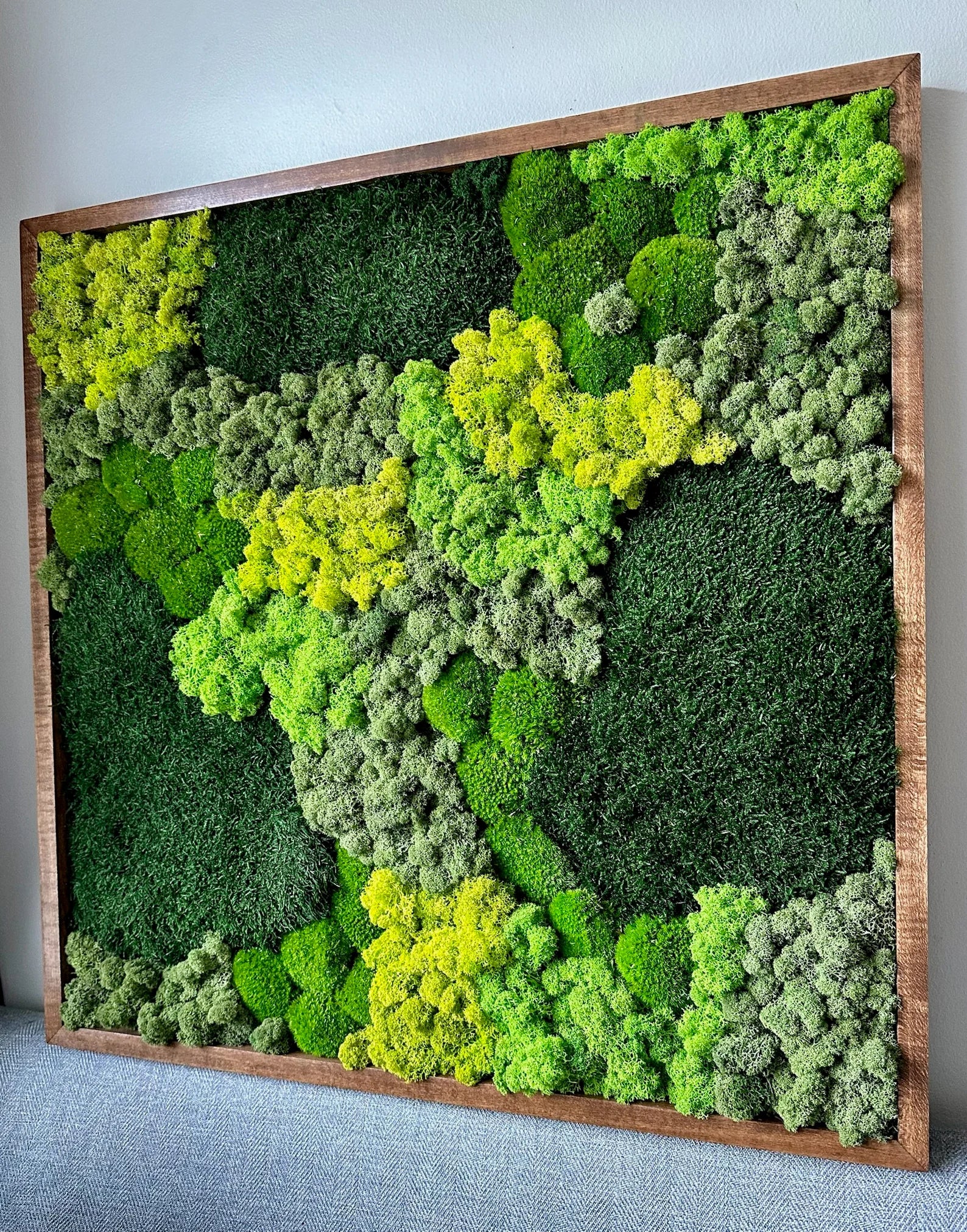 Moss Wall Art – Preserved Green Moss Decor in Wood Frames | 30"x30" or 15"x30" Sets of 1–4