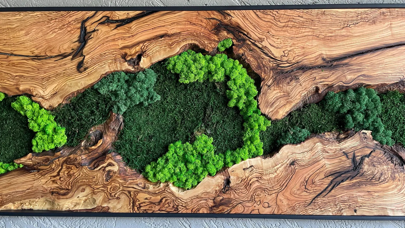 Moss and Wood Wall Art – Rustic Natural Wall Decor for Home or Office