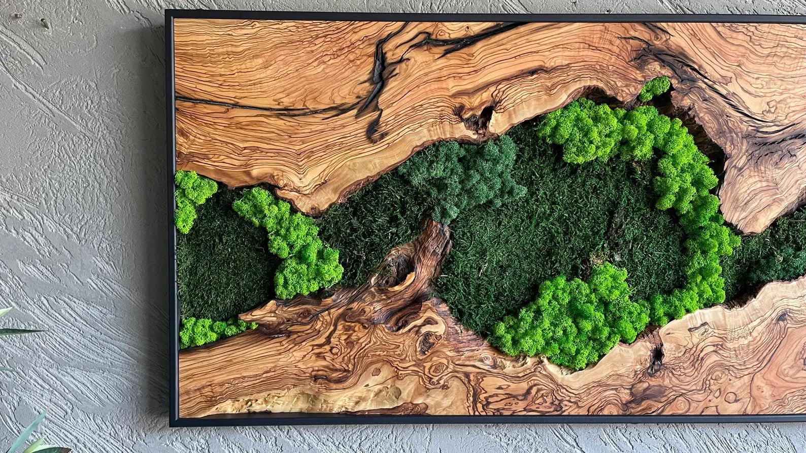 Moss and Wood Wall Art – Rustic Natural Wall Decor for Home or Office