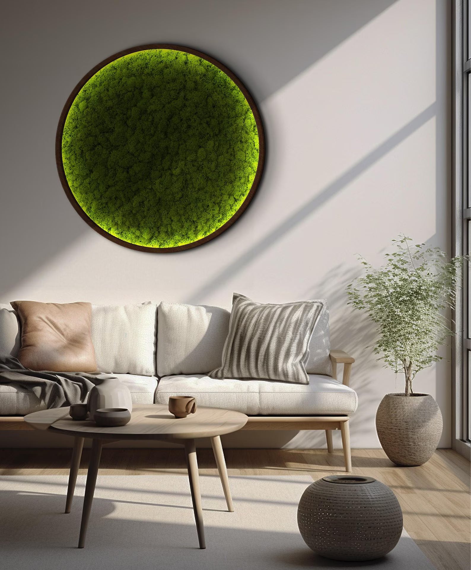 LED Moss Wall Art – Extra Large Natural Dried & Preserved Moss Décor for Aesthetic Interiors