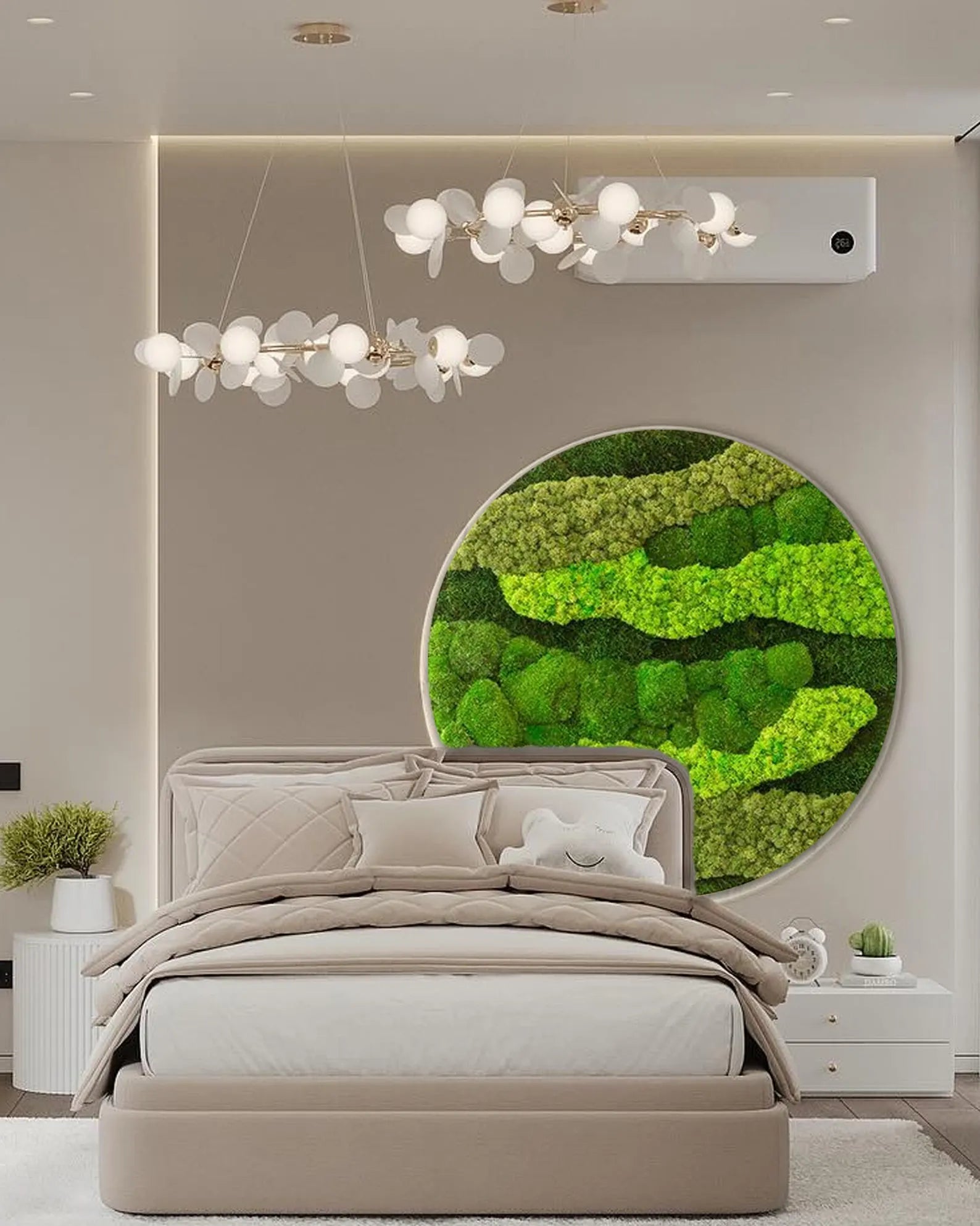 Extra Large Preserved Moss Wall Art – Natural Dried Moss Decor with LED, Aesthetic Wall Hanging for Modern Room & Home