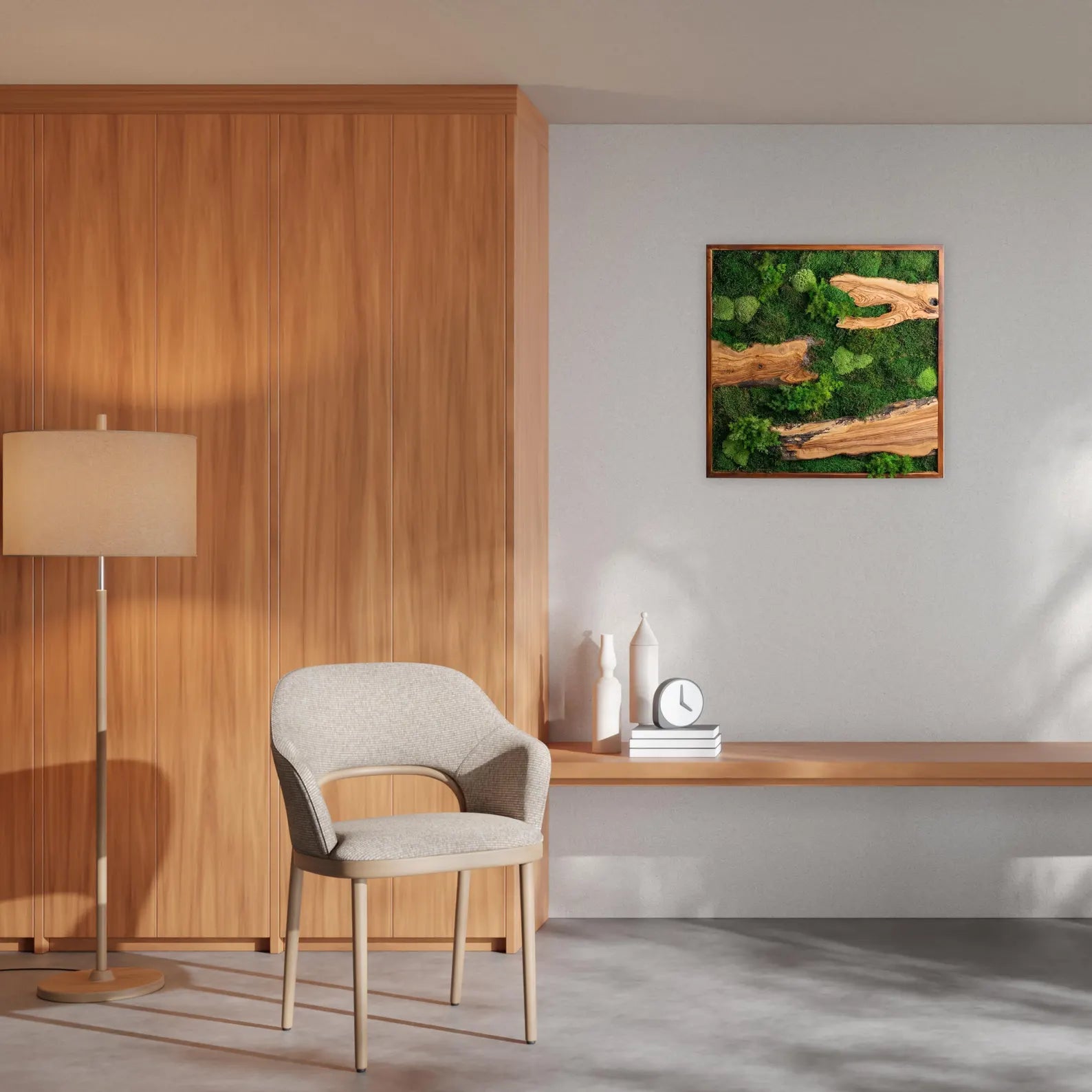 Preserved Moss Art with Olive Wood – Eco-Friendly Birthday Gift & Wall Décor Present for Her