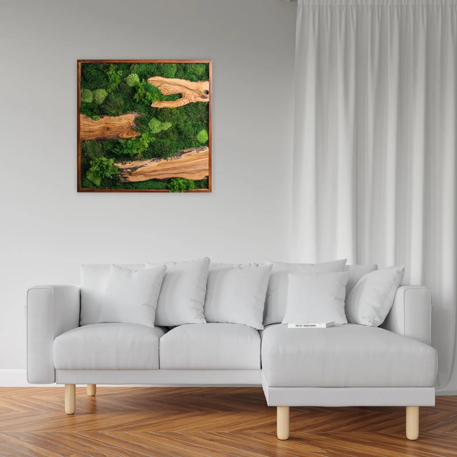 Preserved Moss Art with Olive Wood – Eco-Friendly Birthday Gift & Wall Décor Present for Her