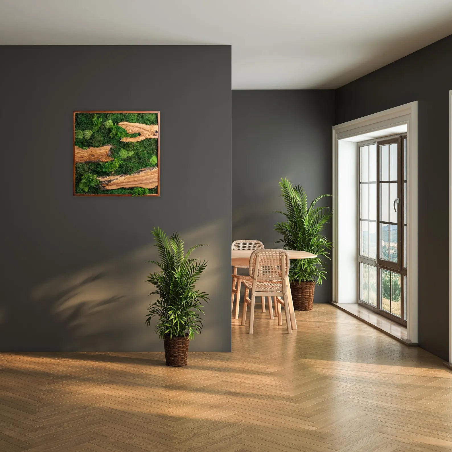 Preserved Moss Art with Olive Wood – Eco-Friendly Birthday Gift & Wall Décor Present for Her
