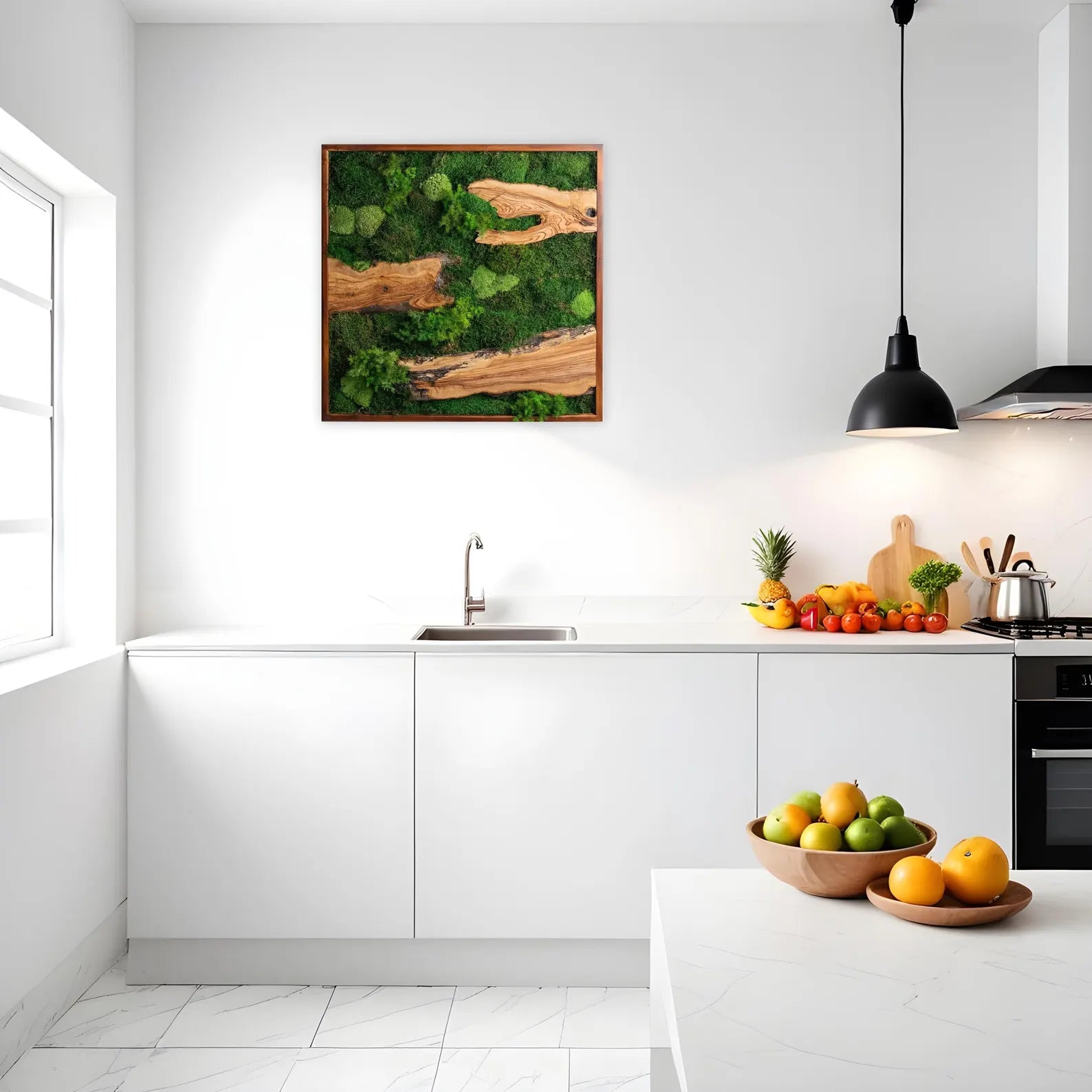 Preserved Moss Art with Olive Wood – Eco-Friendly Birthday Gift & Wall Décor Present for Her