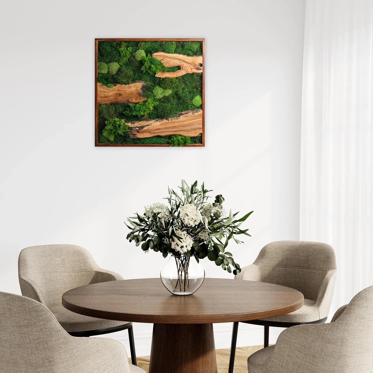 Preserved Moss Art with Olive Wood – Eco-Friendly Birthday Gift & Wall Décor Present for Her