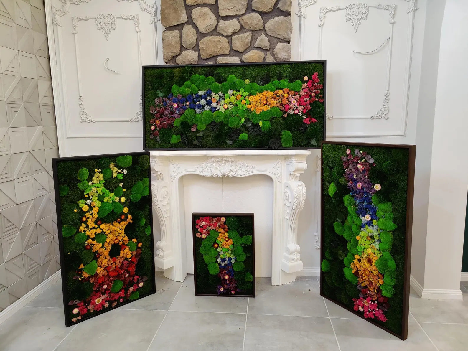 Rainbow Gradient Moss Wall – Handmade Preserved Botanical Indoor Decor