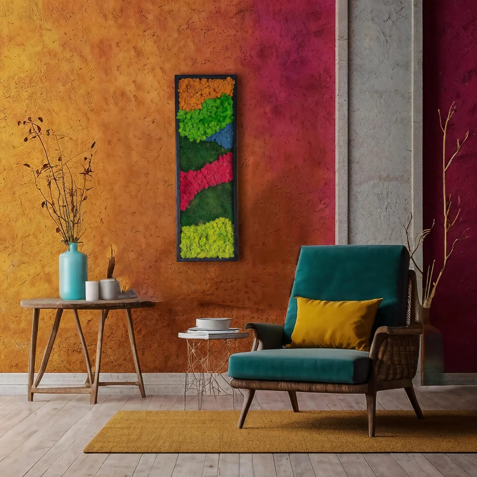 Colorful Moss Wall Art – Preserved Green Botanical Decor | Modern Farmhouse Accent & Mother’s Day Gift