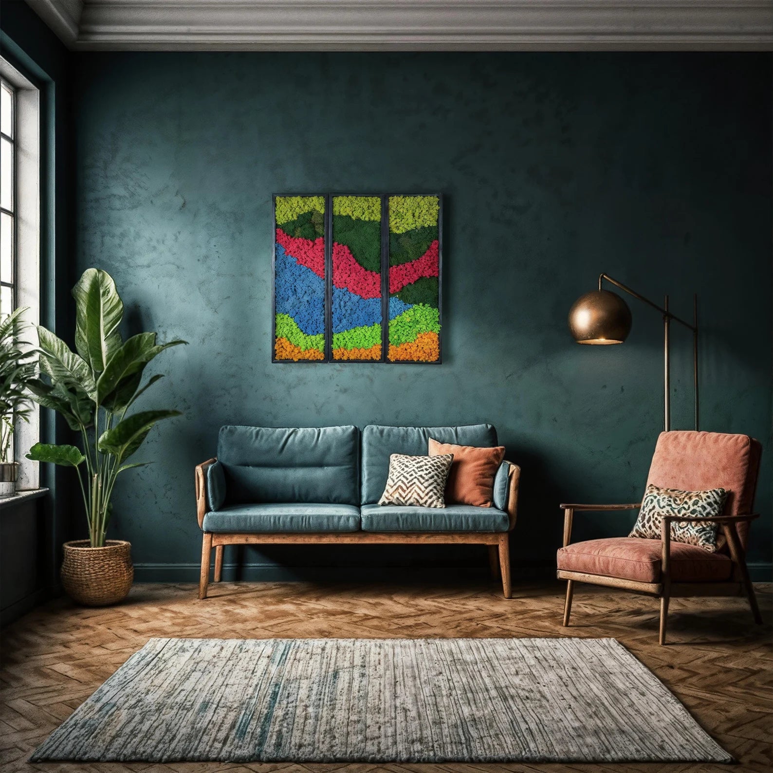 Colorful Moss Wall Art – Preserved Green Botanical Decor | Modern Farmhouse Accent & Mother’s Day Gift