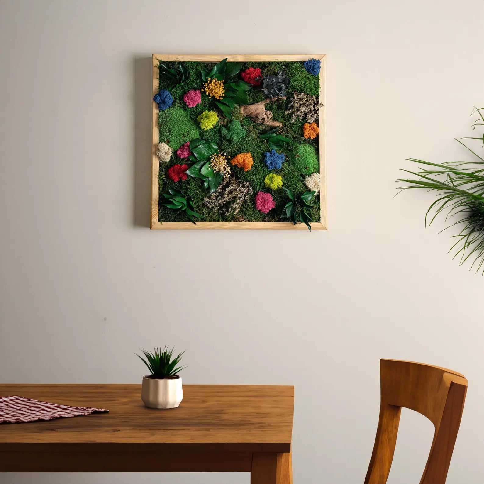 Eco-Friendly Preserved Moss Wall Art – Square Wooden Panel for Home Decor