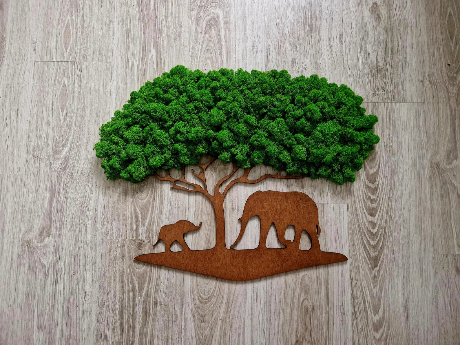 Eco-Friendly Moss Wall Art – Elephant Safari Design | Premium Natural Home Decoration