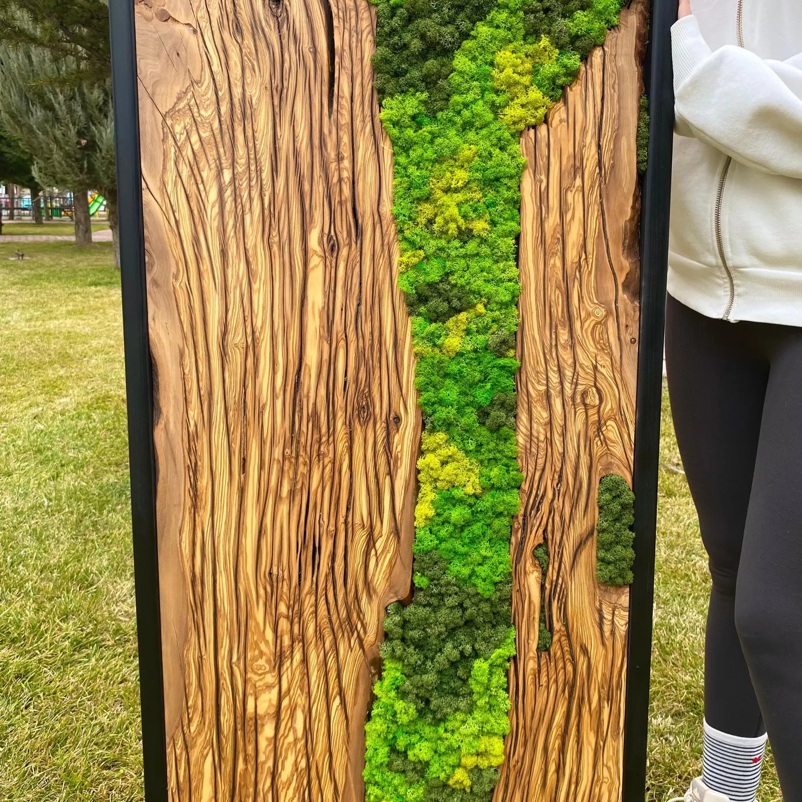 Preserved Moss Wall Art – Made to Order Olive Wood Wall Decor for Living Room