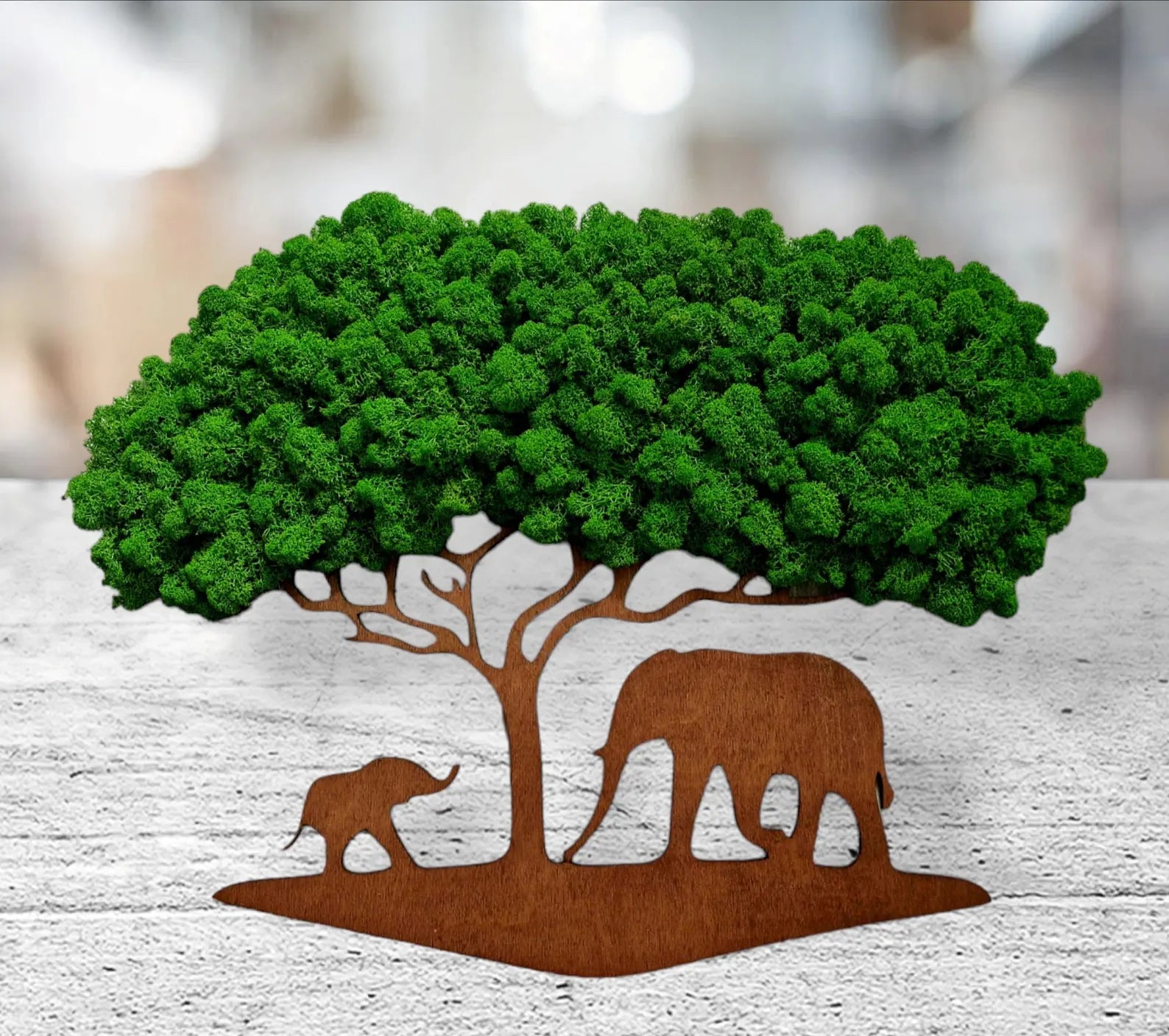 Eco-Friendly Moss Wall Art – Elephant Safari Design | Premium Natural Home Decoration