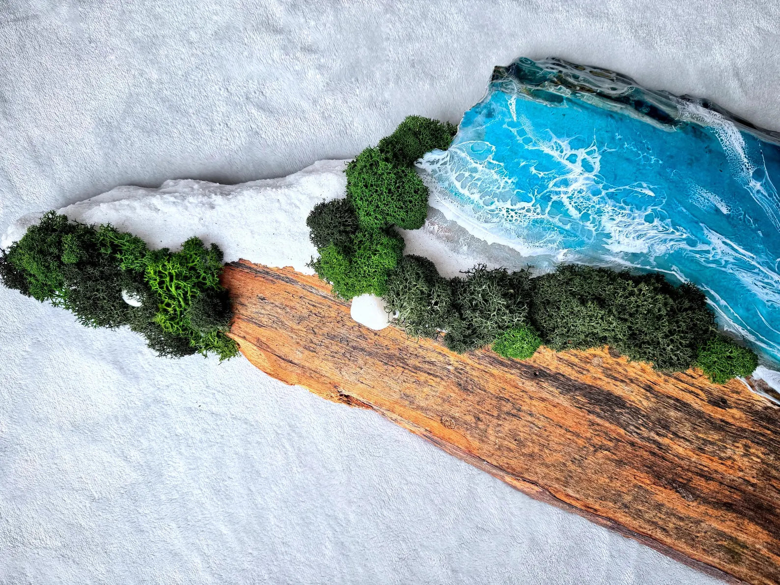 Unique Sea Moss Wall Art – Resin Ocean Scene with Natural Details | Beach-Inspired Decor & Gift
