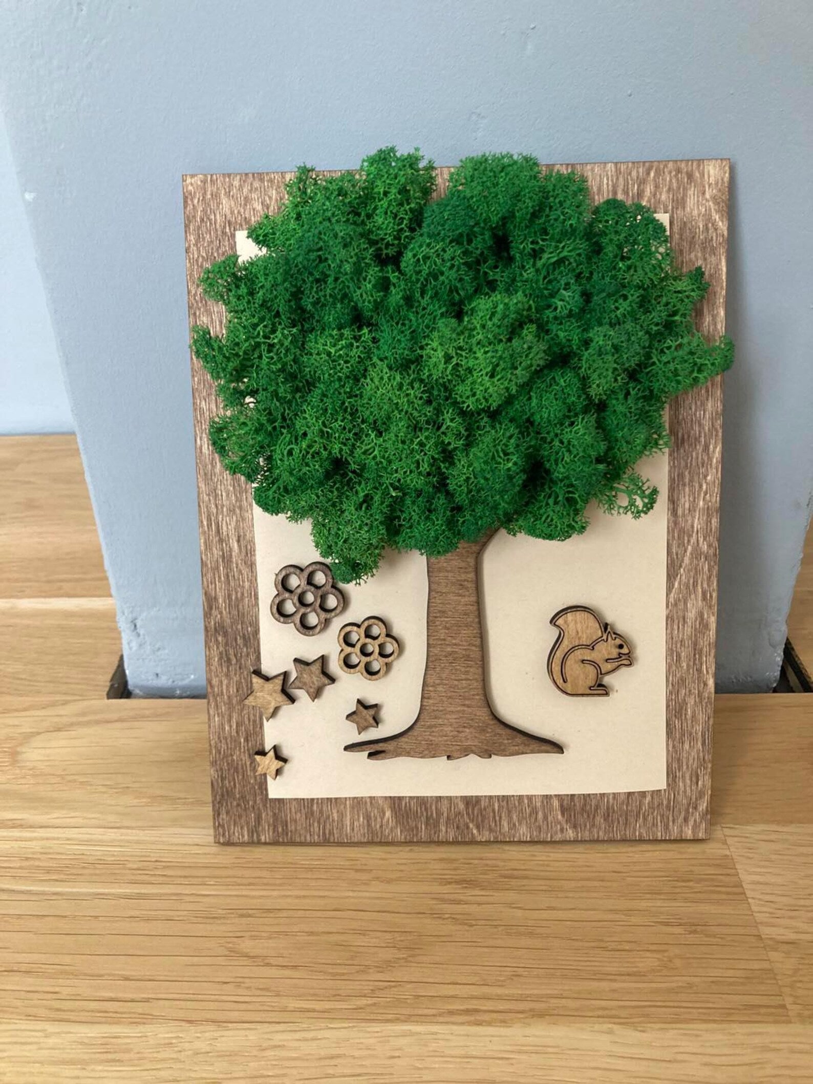Tree of Life Moss Wall Art – Wooden Frame Nature Decor for Home