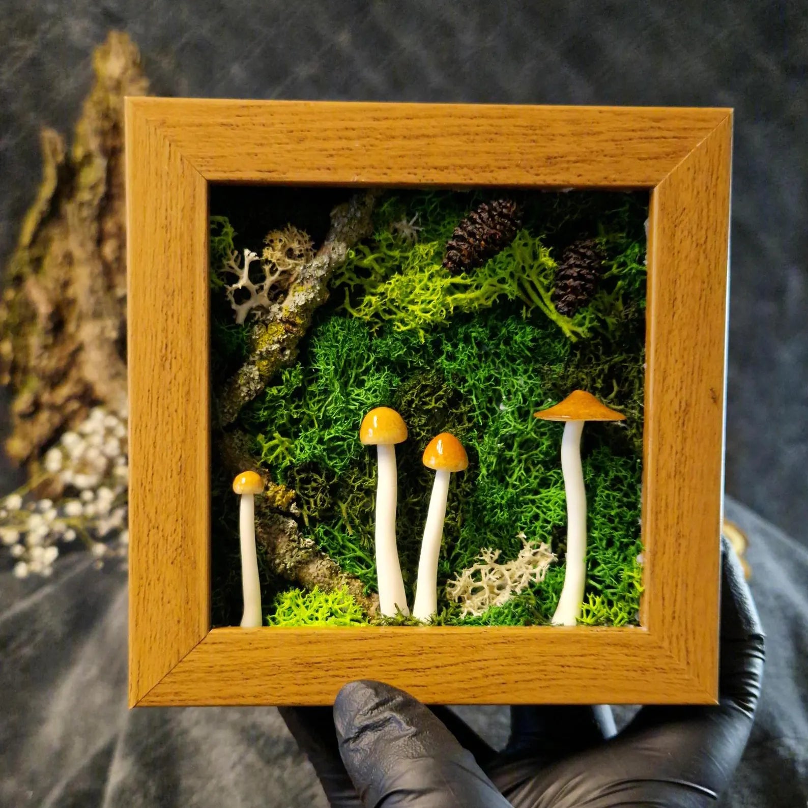 Forest Miniature in a Frame – Moss & Mushroom Eco Home Decor