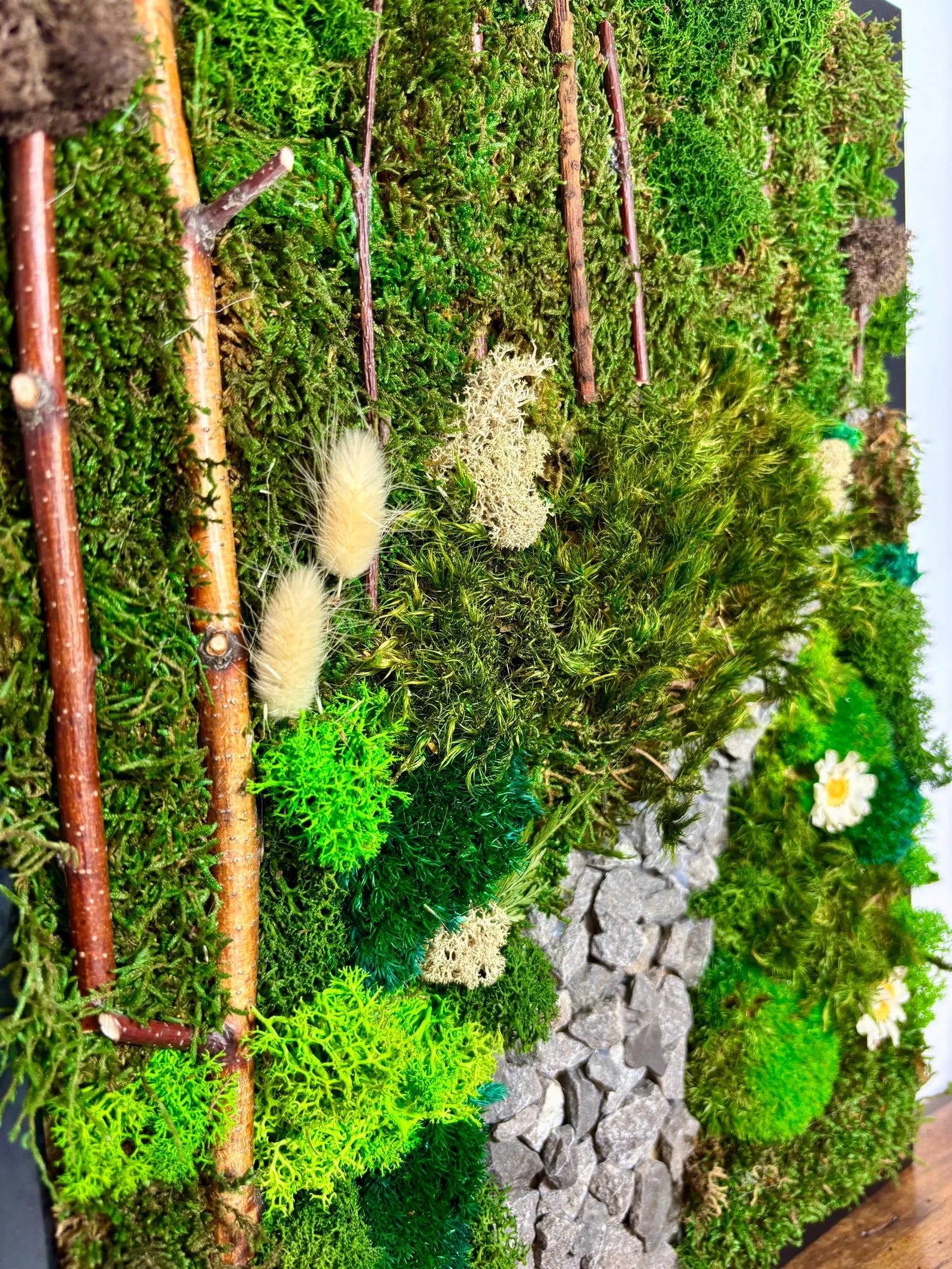 Forest Path Moss Wall Art – Preserved Moss & Pebble Home Decor