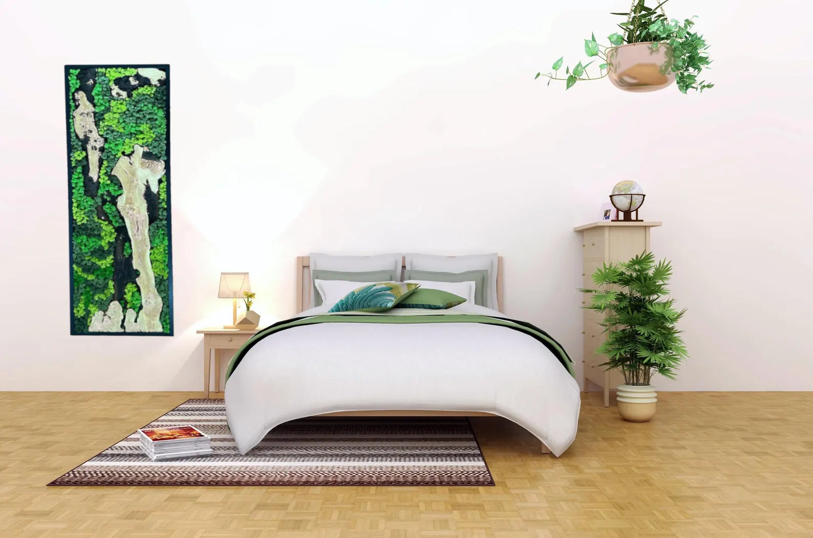 Handcrafted Olive Wood and Moss Wall Art – Preserved Moss Décor & Biophilic Wall Hanging