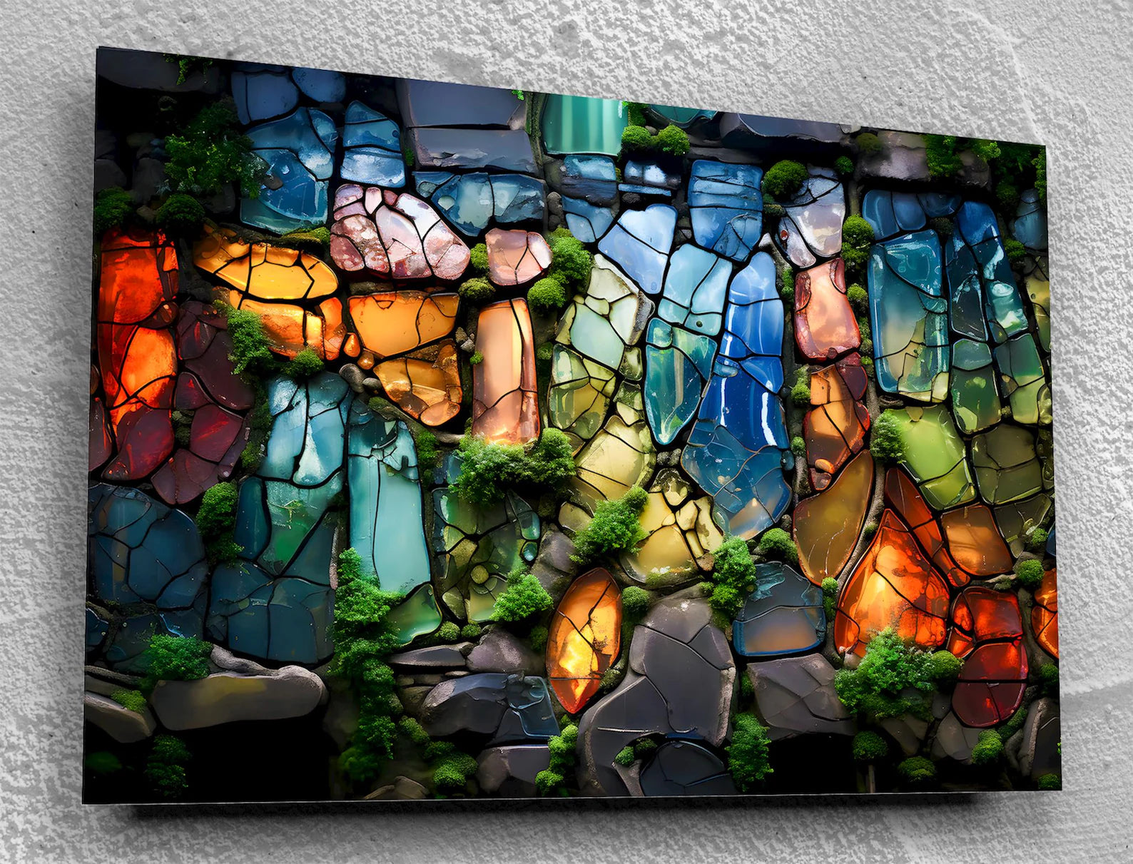Moss & Gems Luxury Wall Art – Crystal AcrylGlass Print, Extra Large