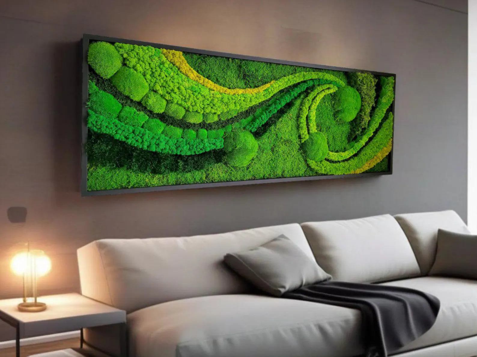 Preserved Moss Wall Art – Handmade Framed Green Wall Panel, Eco-Friendly Home Decor