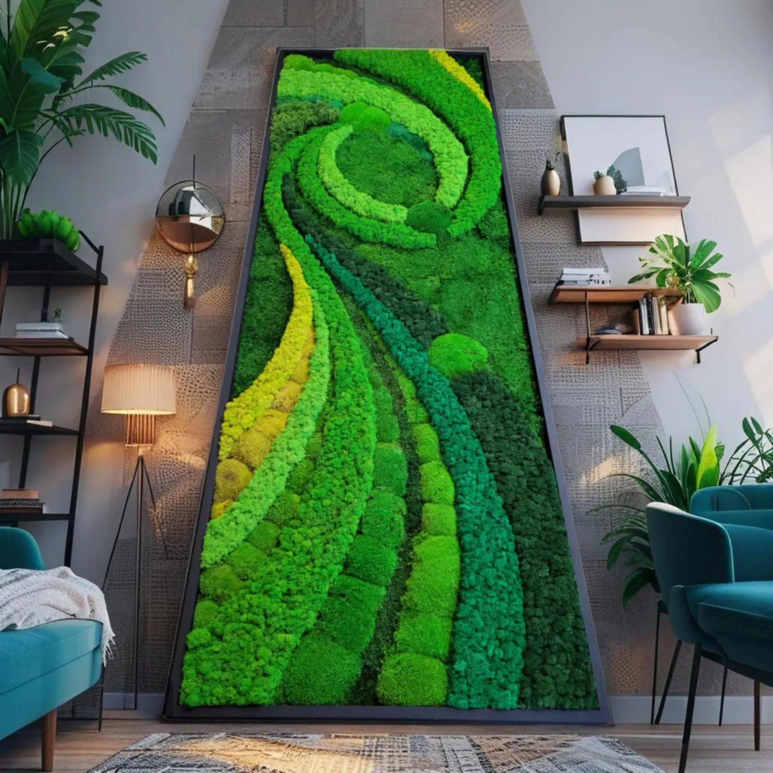 Preserved Moss Wall Art – Handmade Framed Green Wall Panel, Eco-Friendly Home Decor