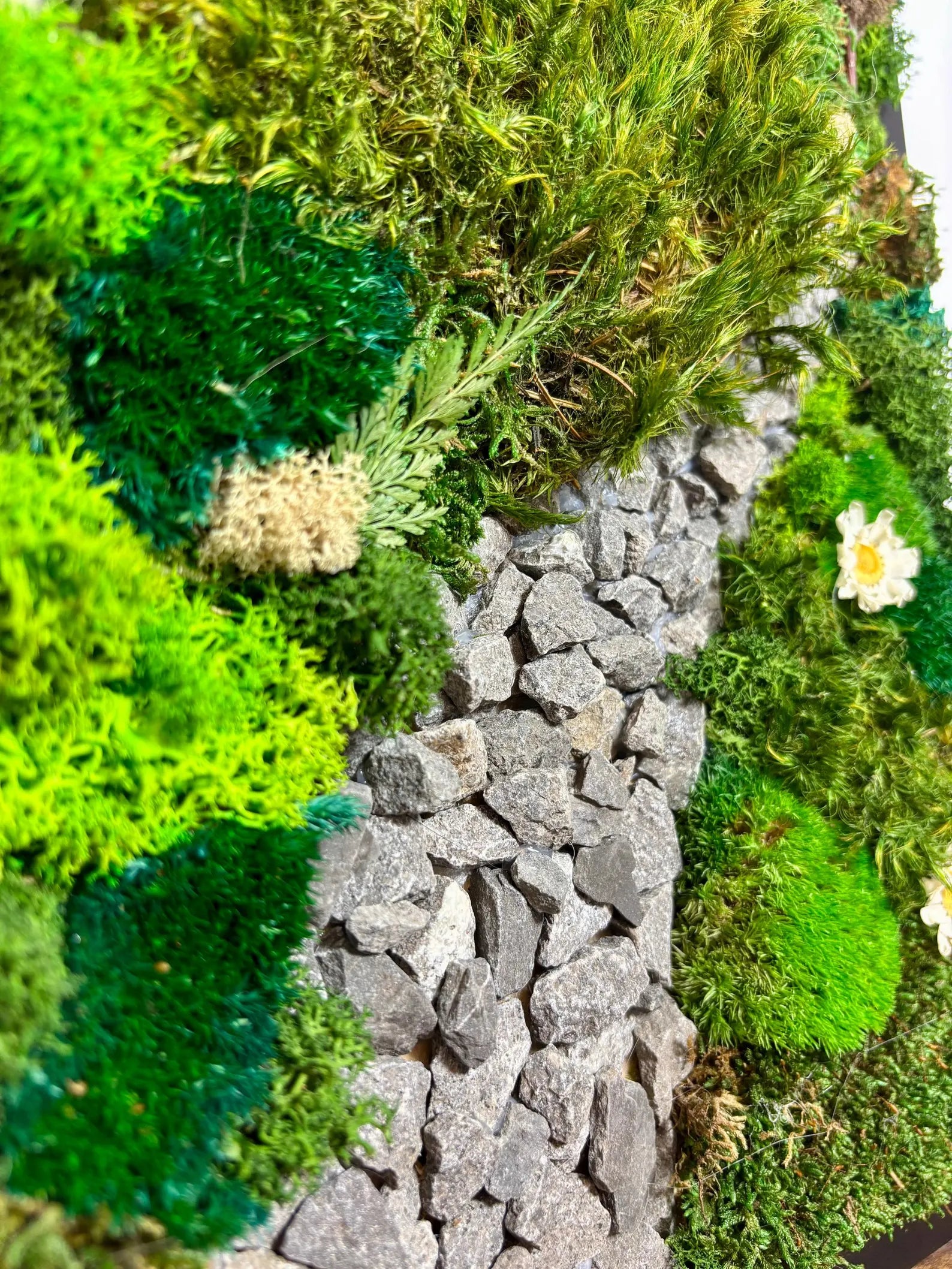 Forest Path Moss Wall Art – Preserved Moss & Pebble Home Decor