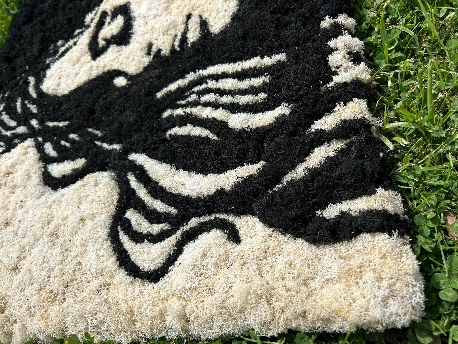 Reindeer Moss Wall Art – Woman’s Profile in Black & Beige, Handmade Nature Decor