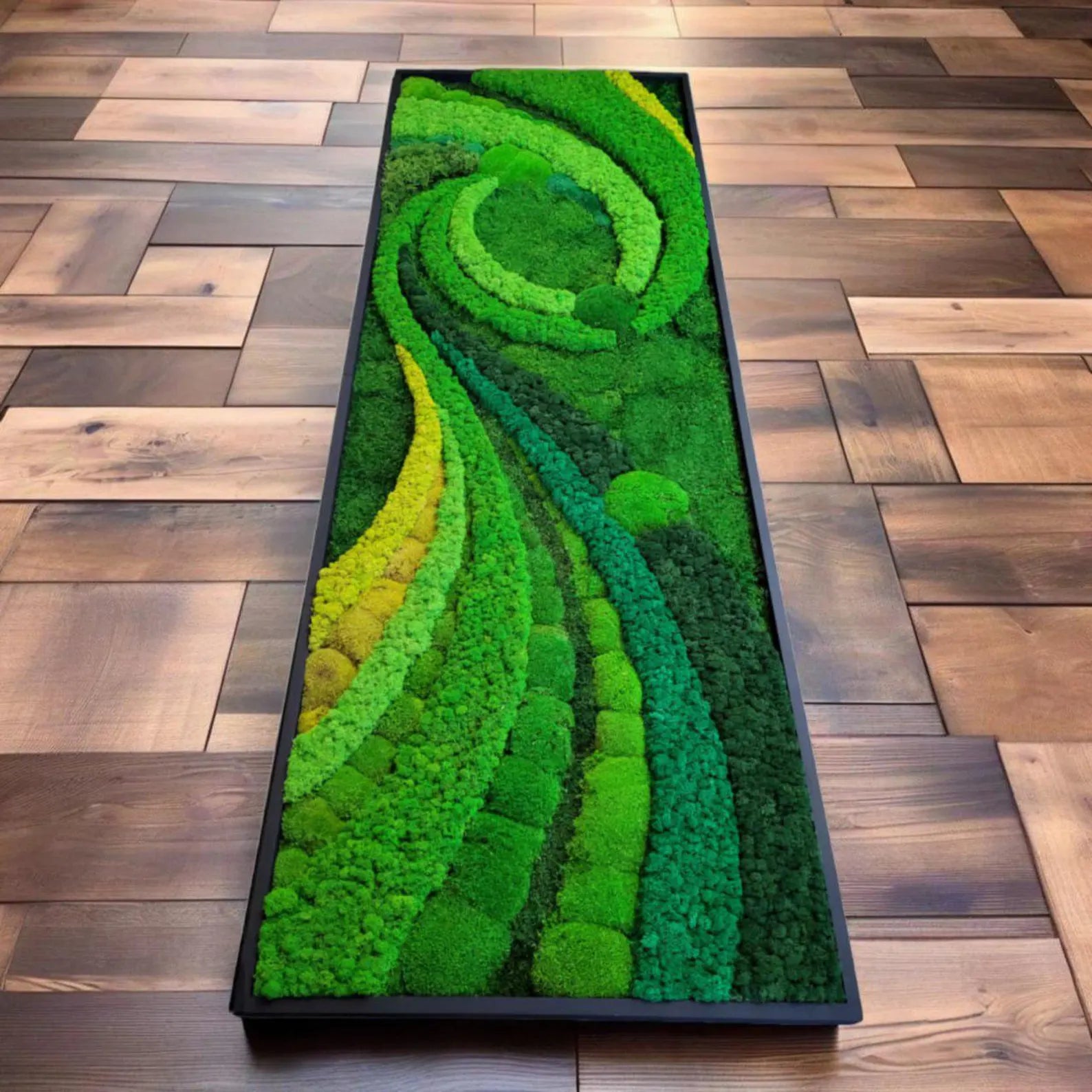 Preserved Moss Wall Art – Handmade Framed Green Wall Panel, Eco-Friendly Home Decor