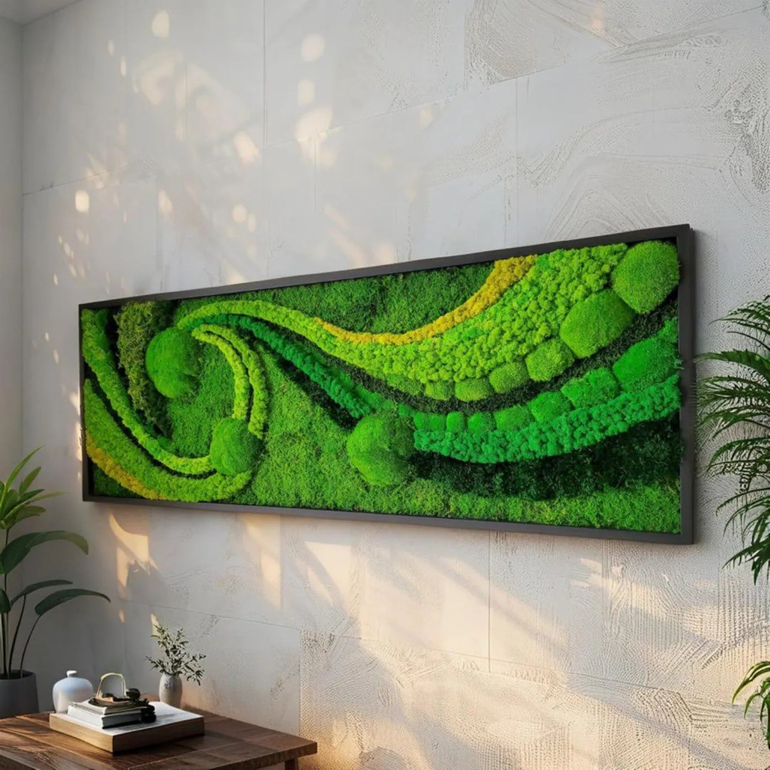 Preserved Moss Wall Art – Handmade Framed Green Wall Panel, Eco-Friendly Home Decor
