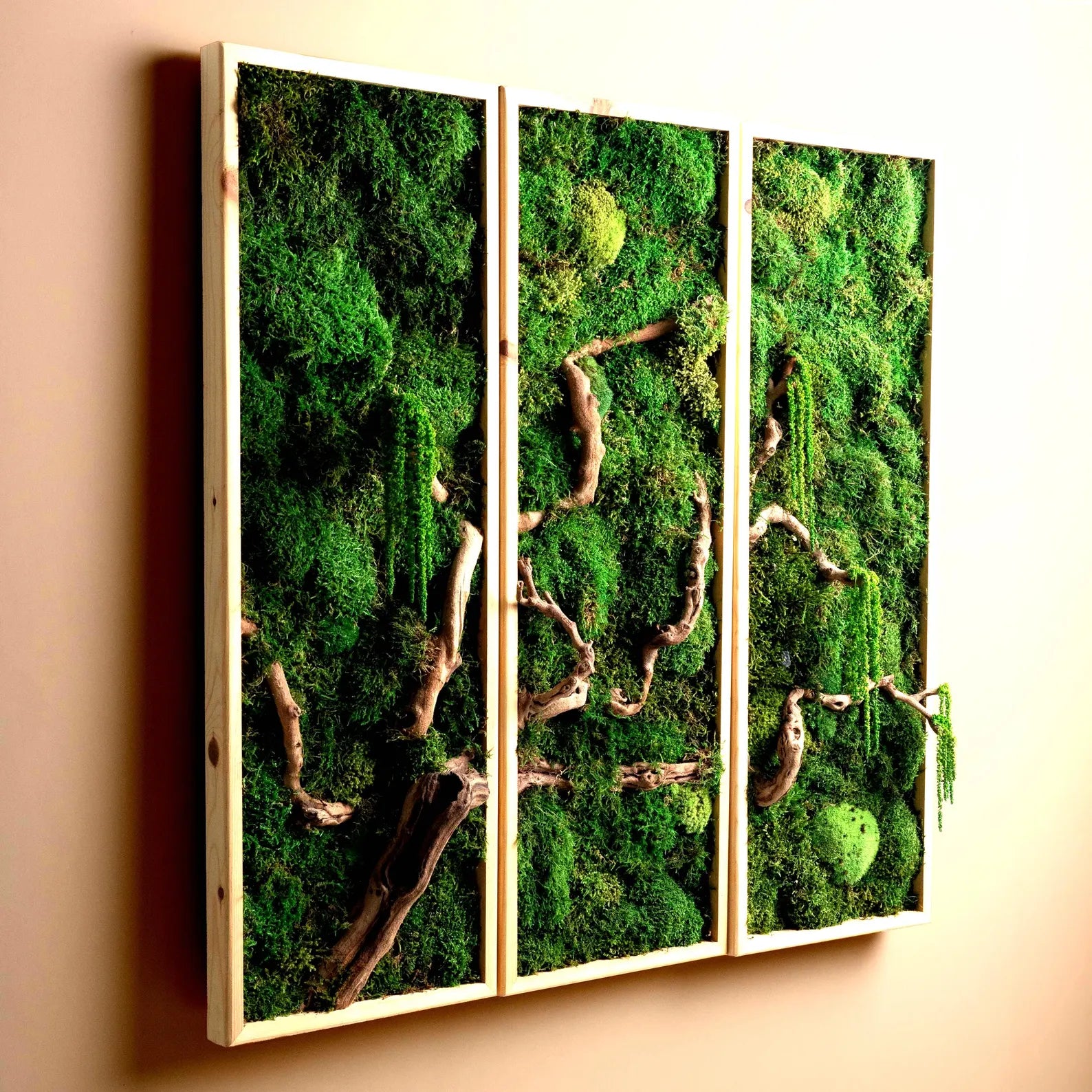 Bonsai Wall Art – Wooden Moss Wall Decor, Modern Home and Office Decoration, Vertical Garden, Mediterranean Style