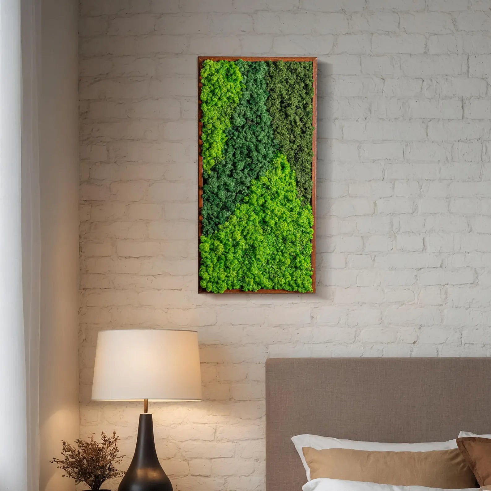 Rectangle Wood Moss Wall Art – Preserved Stabilized Moss Décor, Unique Design & Gift