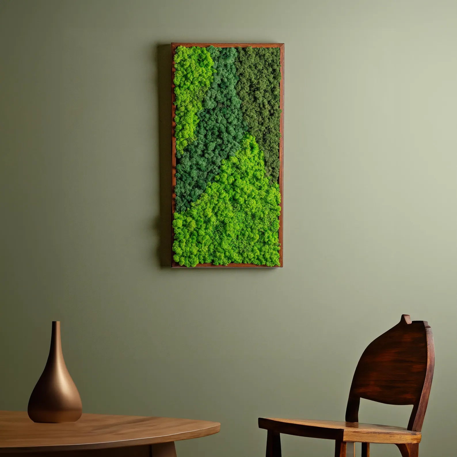 Rectangle Wood Moss Wall Art – Preserved Stabilized Moss Décor, Unique Design & Gift