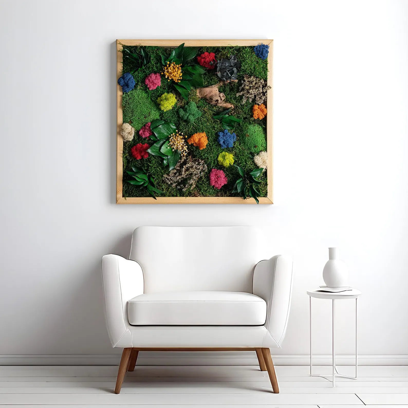Eco-Friendly Preserved Moss Wall Art – Square Wooden Panel for Home Decor