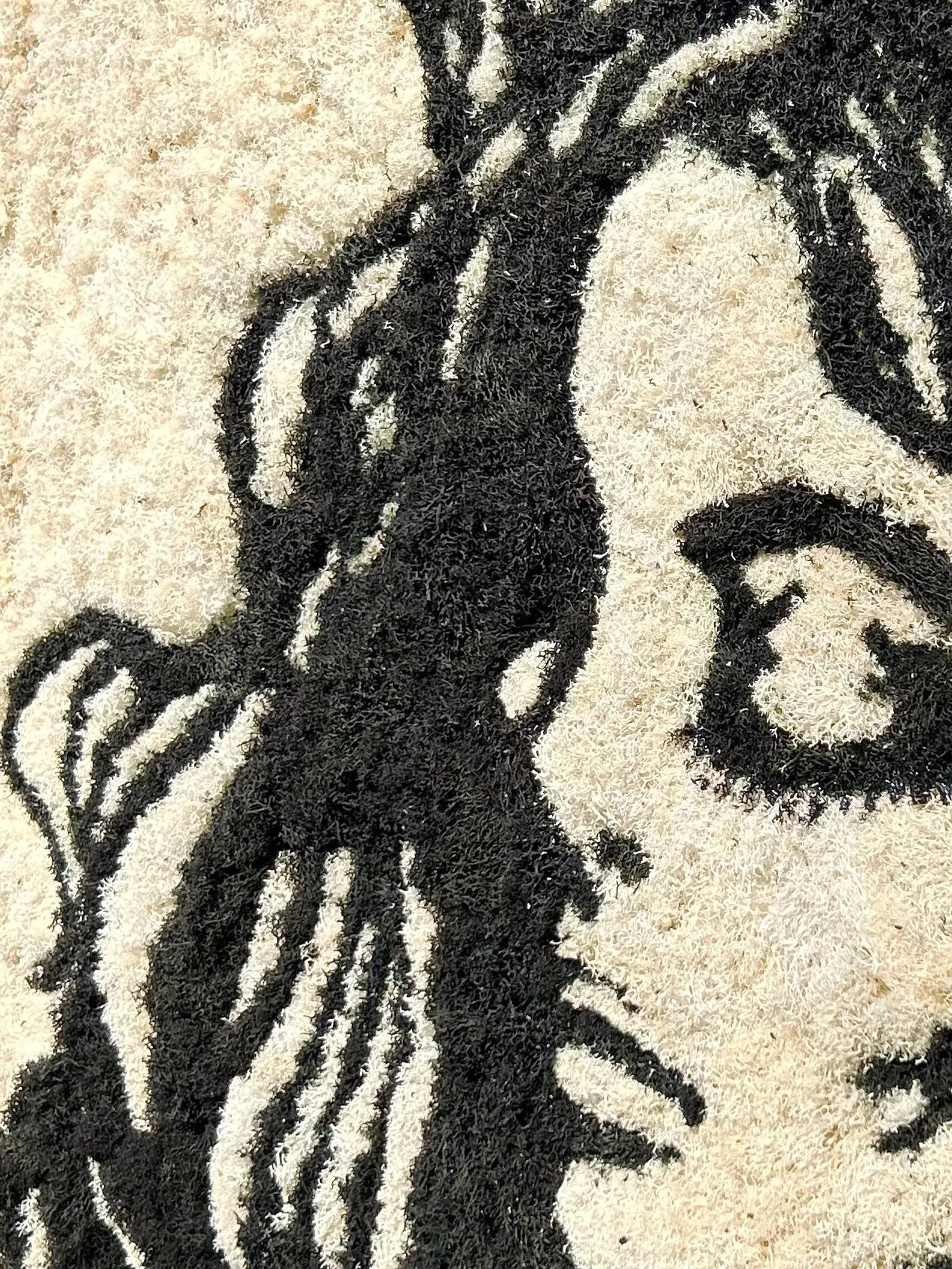 Reindeer Moss Wall Art – Woman’s Profile in Black & Beige, Handmade Nature Decor