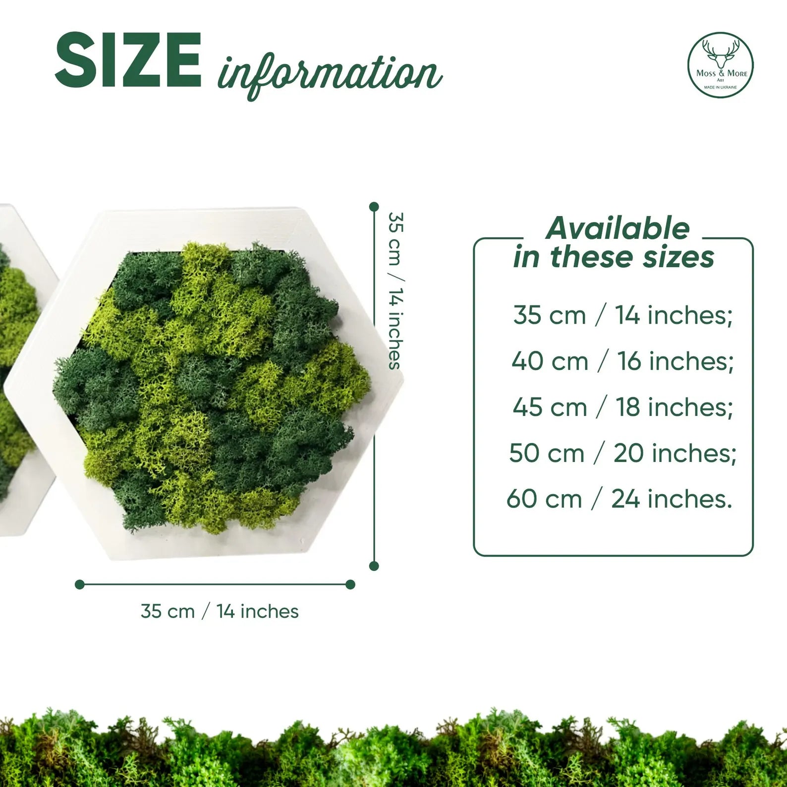Honeycomb Moss Wall Art – Wooden Hexagon Decor with Preserved Green Moss for Home & Office