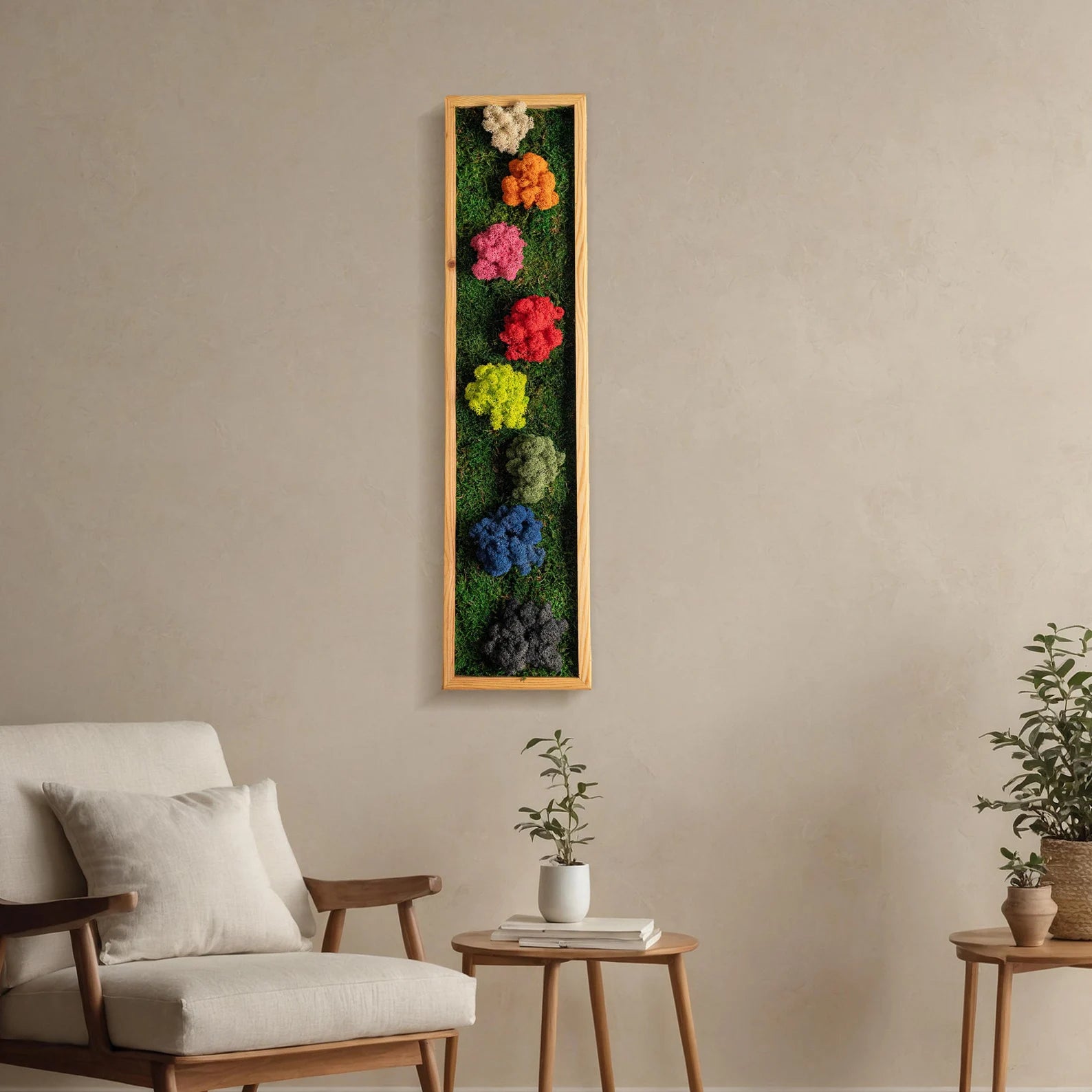 Rustic Moss Wall Art – Handmade Preserved Wooden Rectangle Moss Decor, Colorful Eco-Friendly Gift