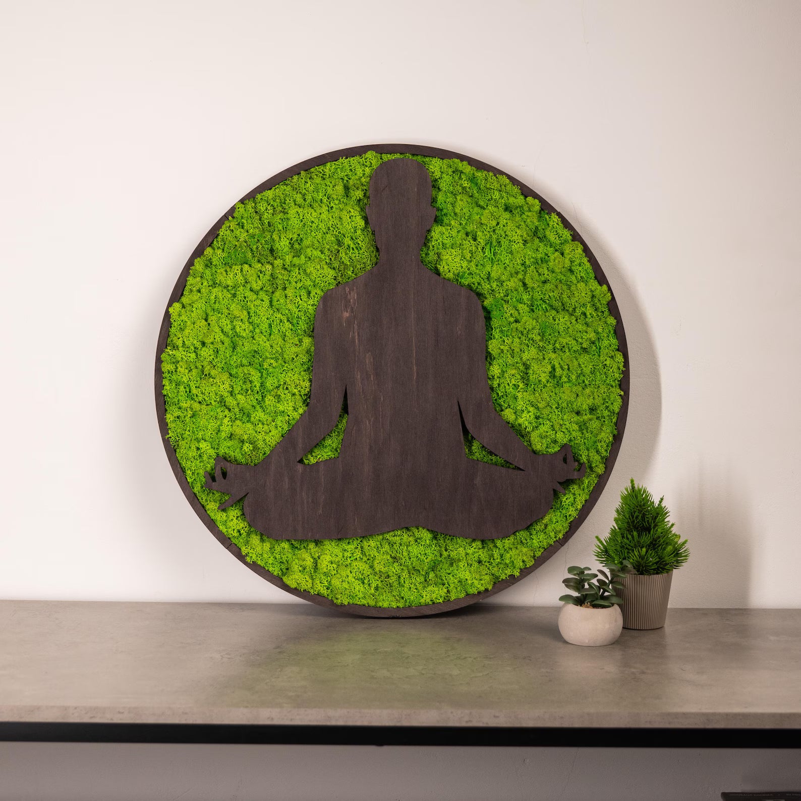 Yoga Meditation Moss Wall Decor, Zen Wall Art, Minimalist Yoga Pose Art, Preserved Moss Wall Decor, Mindfulness Moss Decor, Yoga Room Decor