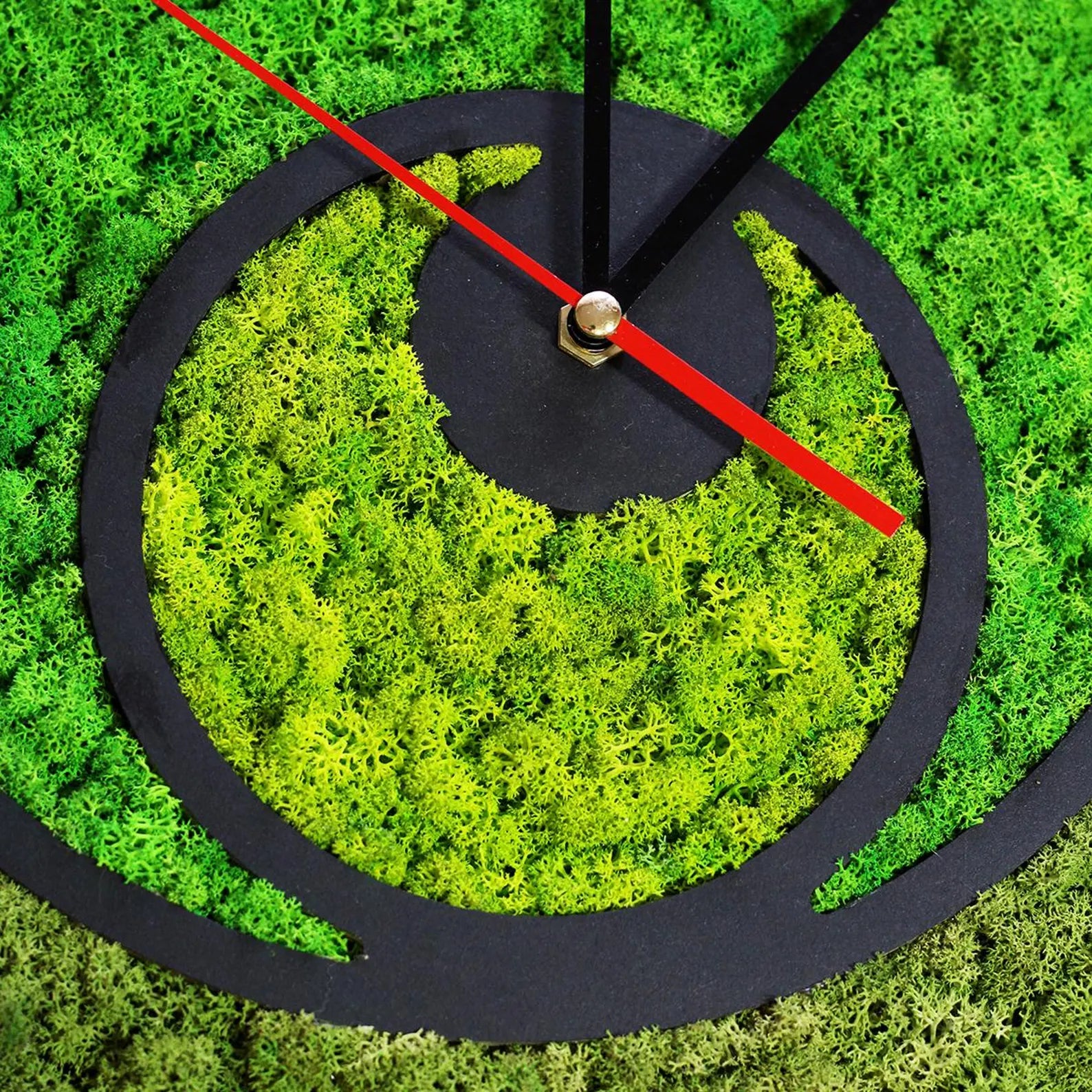 Wooden Moss Wall Clock: 12" Eco-Friendly Silent Clock