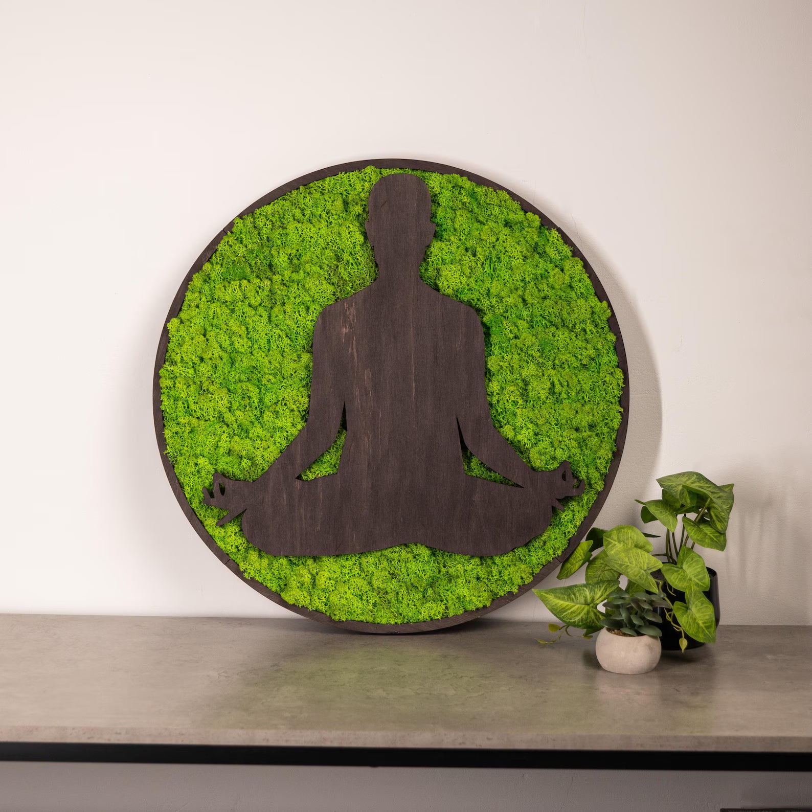 Yoga Meditation Moss Wall Decor, Zen Wall Art, Minimalist Yoga Pose Art, Preserved Moss Wall Decor, Mindfulness Moss Decor, Yoga Room Decor