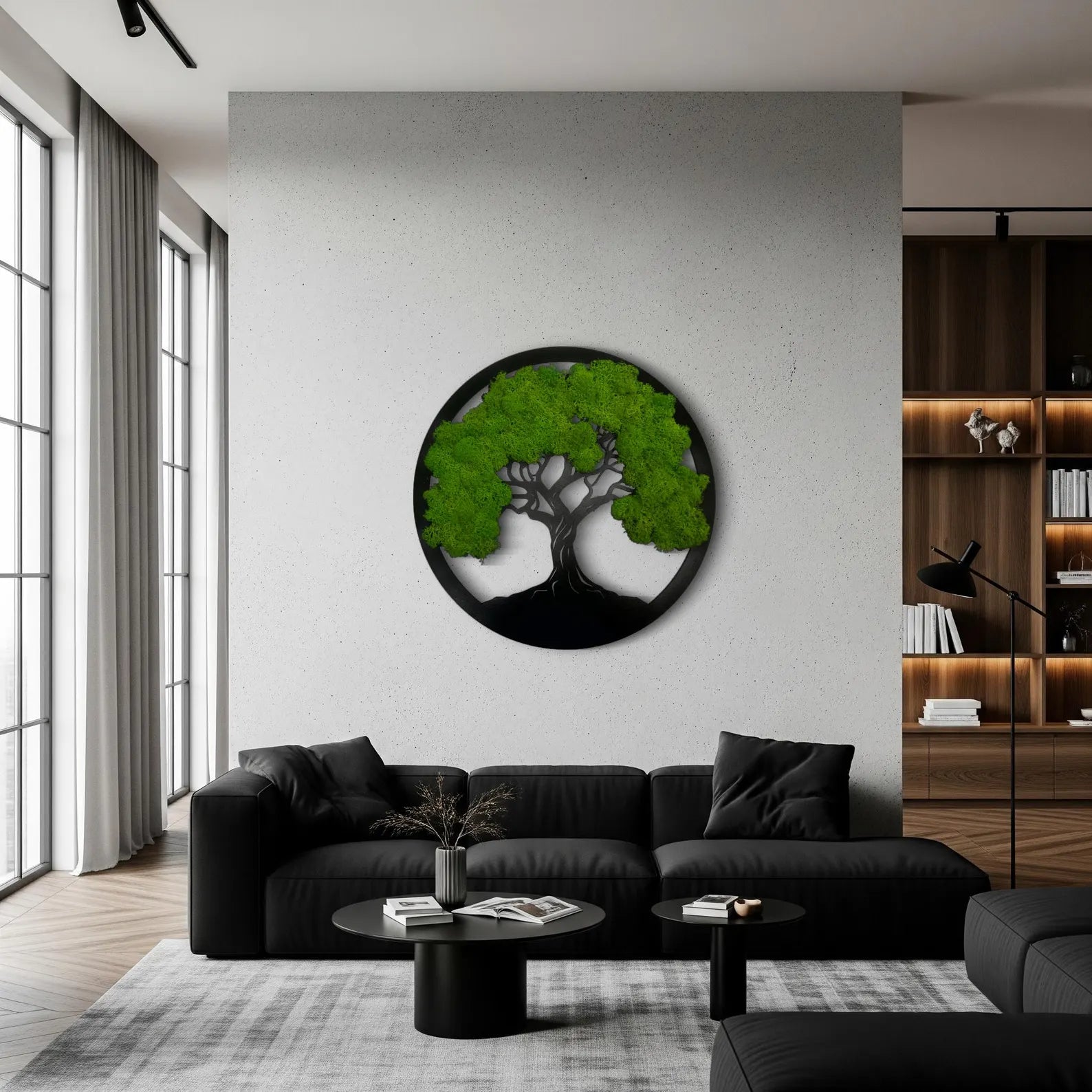 Tree of Life Moss Wall Art – Natural Reindeer Moss on Wood | Modern Wall Decoration (20–60 cm)