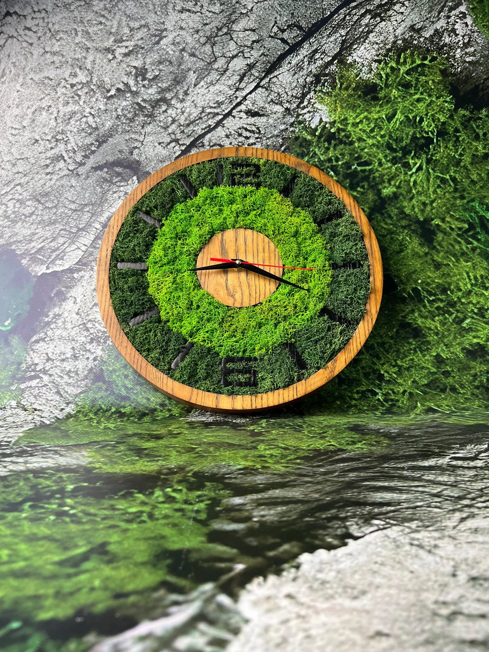 Moss Wall Clock – Handmade Wood and Preserved Moss Wall Decor